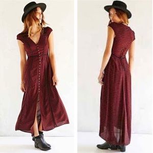 Ecote-Urban Outfitters Burgundy/Black Plaid Dress